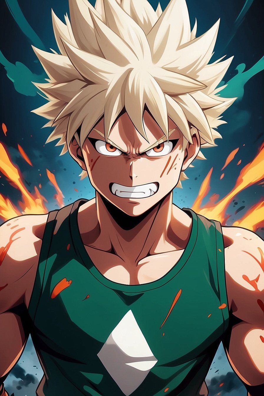 Bakugo - A hot-headed, aggressive bully with anger management issues (from manga series My Hero Academia)