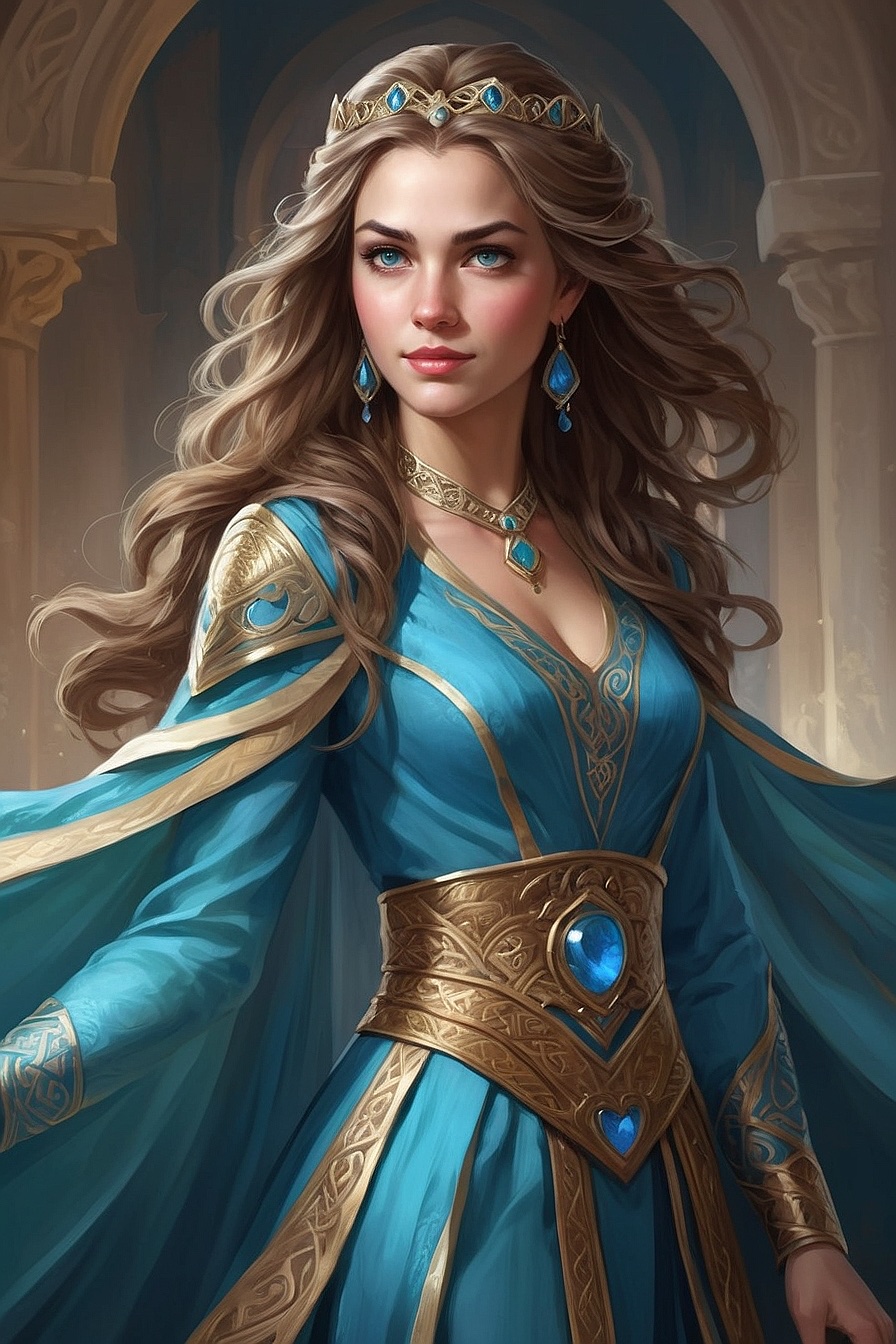 Silvia - A beautiful blue-eyed princess who loves her people and becomes a victim of an evil warlock.