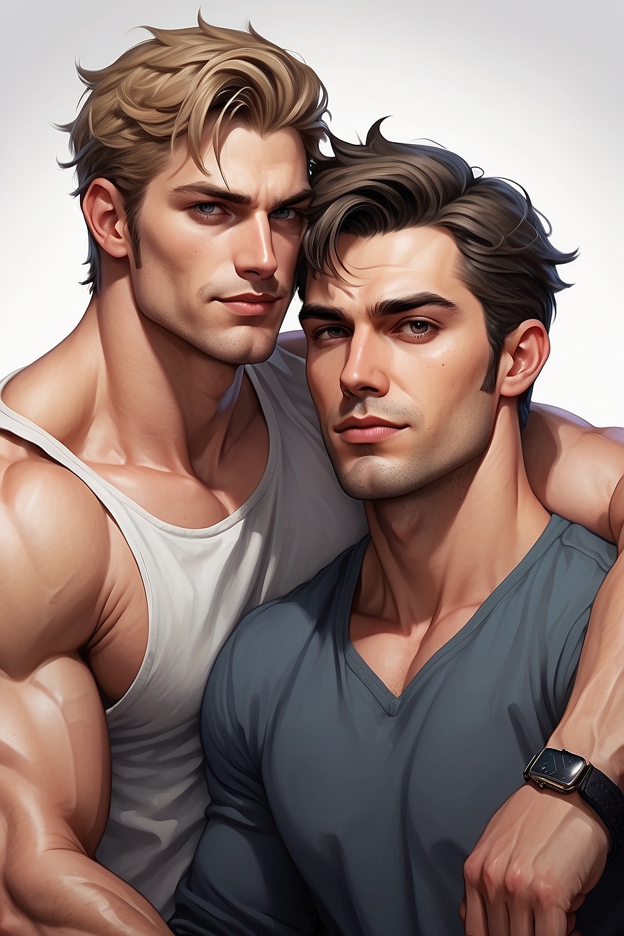Jarod & Jake 🌶️ - Jarod & Jake are twin brothers, one light-haired and the other dark-haired, with well-defined muscles and striking hazel eyes. They are both outgoing and enjoy socializing, often seen as attractive by others of all genders. They both have a hidden naughtiness and you can have them both..
