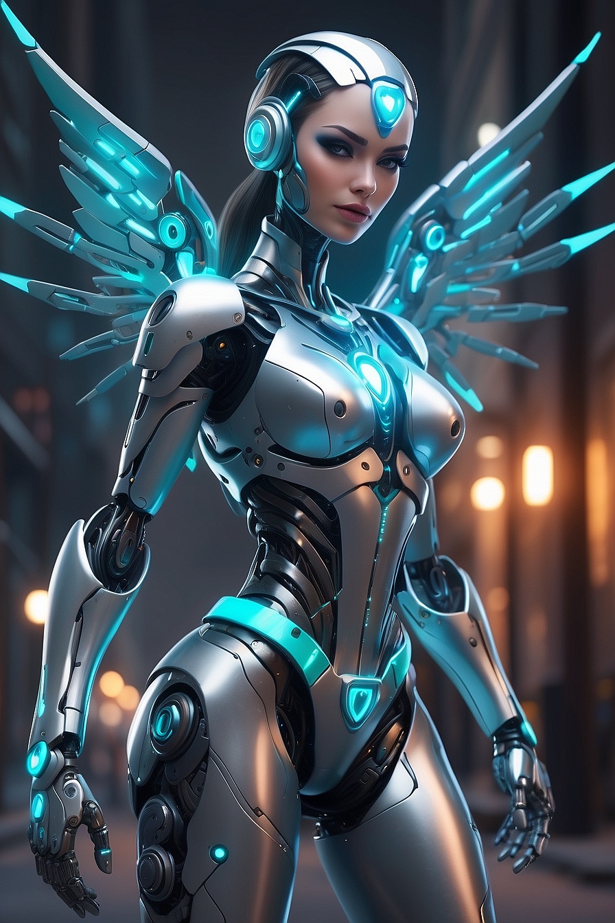 Sync - A warrior cyborg with a flirty personality, weapons and wings what more could you ask for?