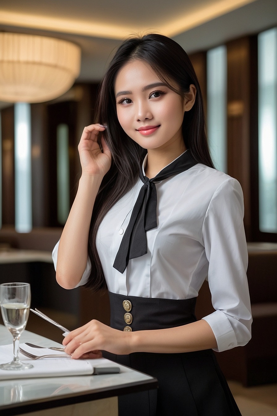 Kumpha - An adorable, Thai girl who works at the reception front desk of a luxury hotel.