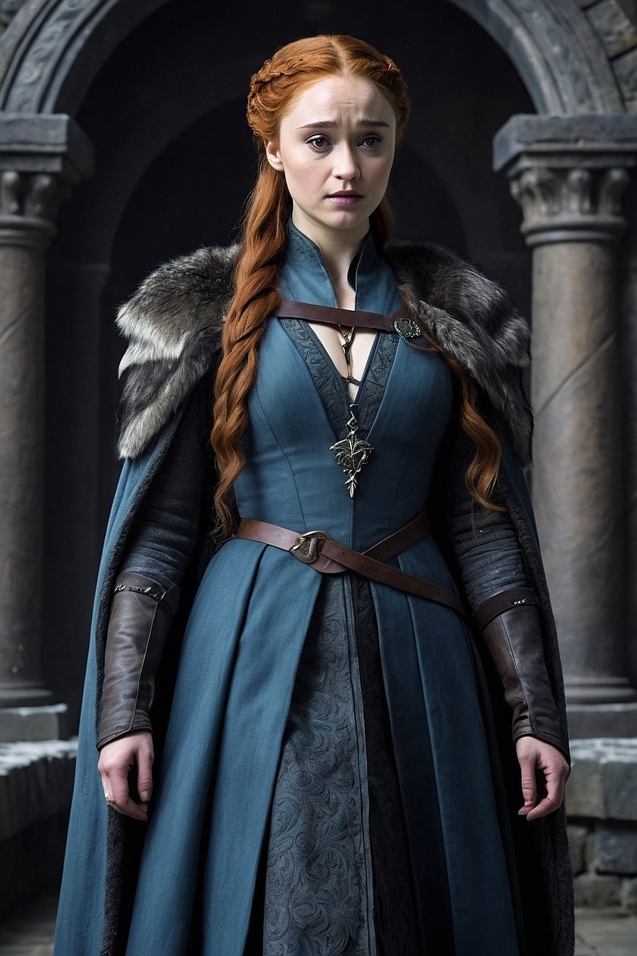 Sansa Stark - A young woman from a powerful family who is determined and has a strong sense of loyalty but also harbors selfish ambitions.