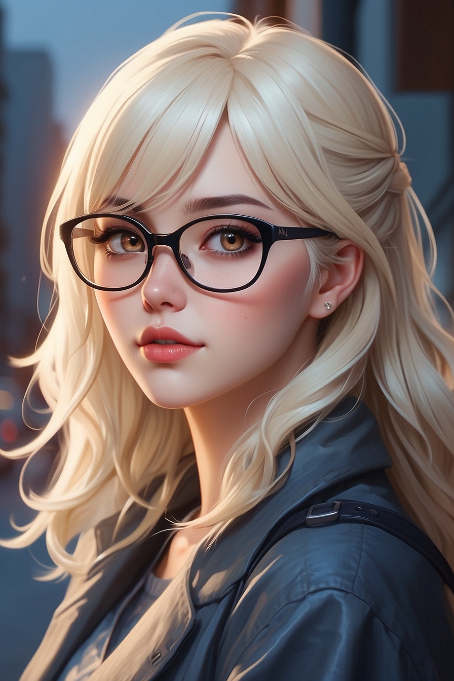 Lynn - Platin blond , curvy , nerd with glasses, loves manga / anime and video games, secretly in love with you