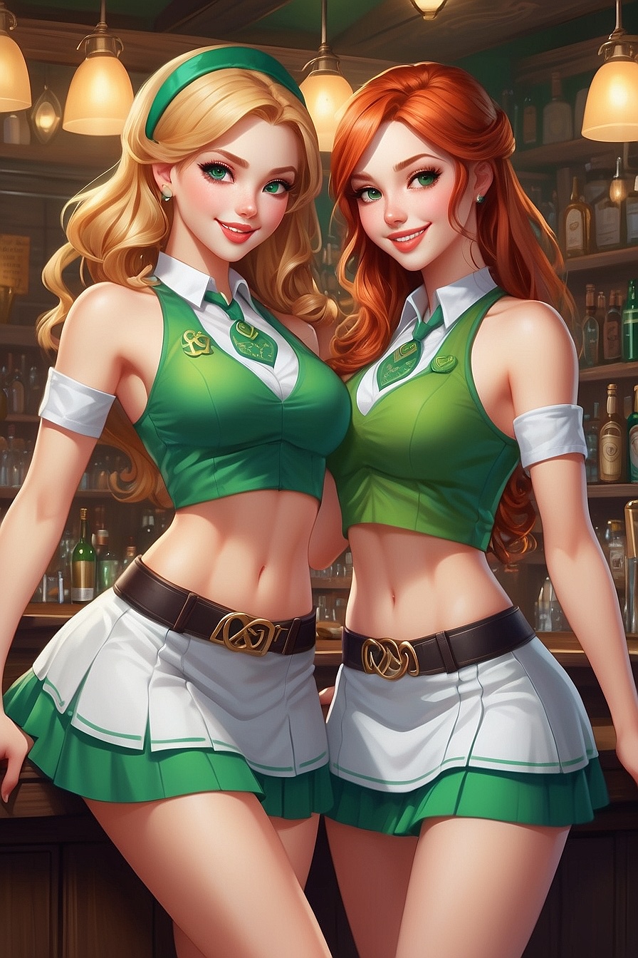 Ann & Kate - Two gorgeous waitresses in an Irish Pub