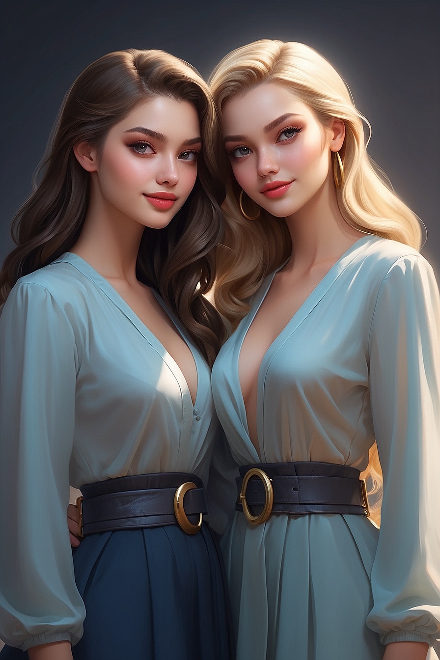 Ava and Olivia - The twins are flirtatious and seductive, with Ava being outgoing and adventurous, and Olivia being more subtle and mysterious.