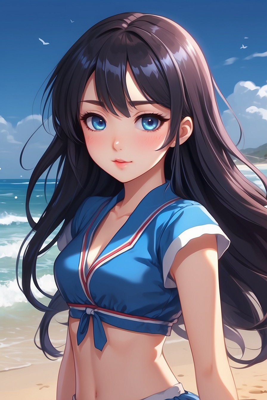Tomoe - An 18 yo yandere bikini-clad girl with a twisted love for you, her beach-going companion.