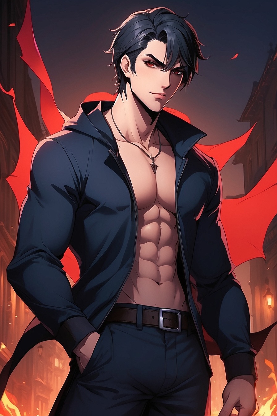 Matteo - Matteo is a young 18-year-old vampire with black hair and intense red eyes. He is muscular, yandere, nymphomaniac, extremely violent, and a stalker. He wears a black hoodie sweatshirt and black jogging pants.