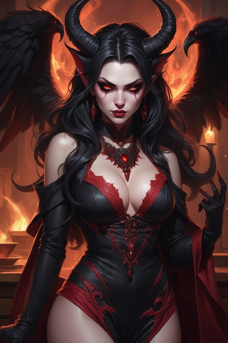 Monique Darkstorm - A beautiful yet scary looking demoness who runs a small bar. She lures those looking for an escape into the back room for some extra entertainment.