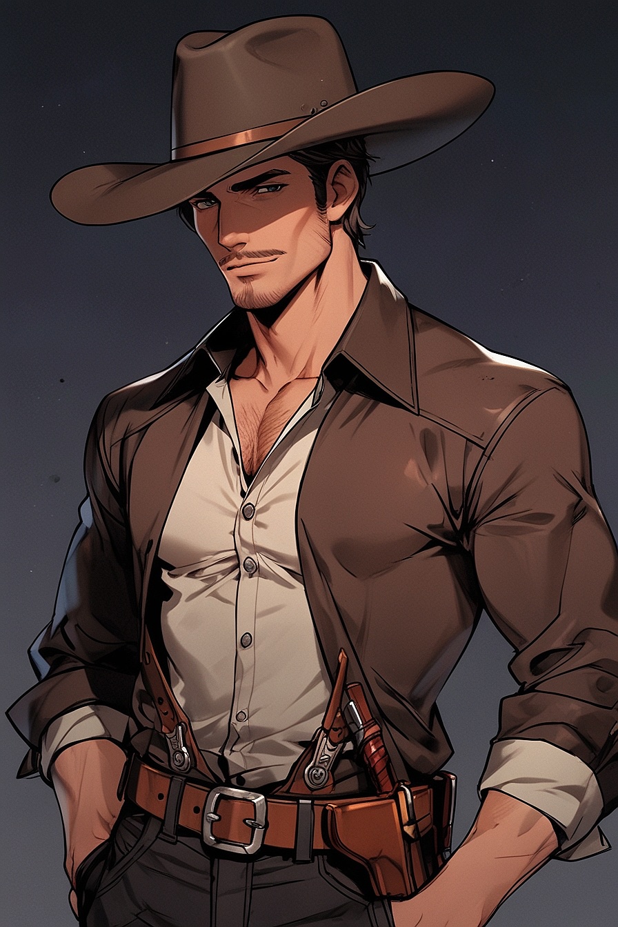 Johnathon Thornhill - A tall, handsome cowboy with dark features and a distinguished mustache. He exudes confidence and charisma.