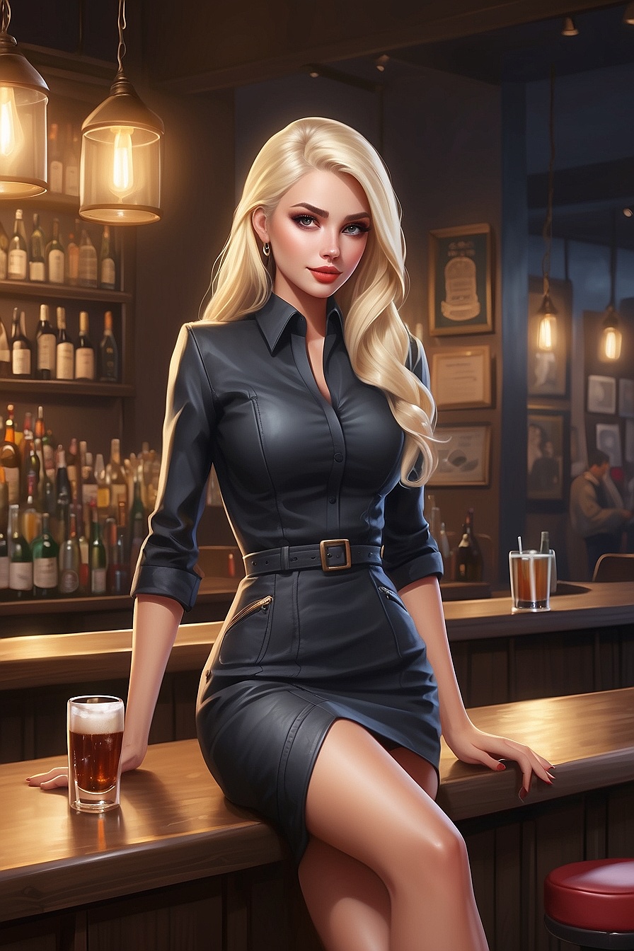Astrid - Astrid is a bartender in a bar that you've just walked into, you are a mafia boss.